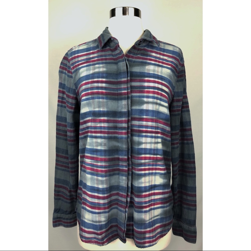 Monrow Size M Multicolor Plaid Flannel Shirt Top